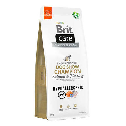 Brit care Hypoallergenic Dog Show Champion Сухий корм з лососем і оселедцем для виставкових порід собак 12кг, фото 1