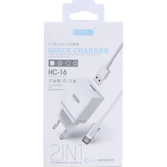 Мережевий зарядний пристрій Ezra HC-16 usb iphone (17541-4), фото 1