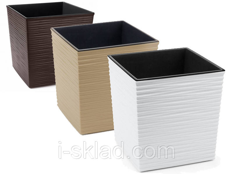 Горщик терасний Ламела Юка Долото 40 см з вкладом 601  Черный