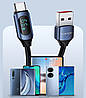 Кабель Toocki Digital Display USB Type-C to USB Type A/66W/6A швидка зарядка QC Cable 1m TXCT-XY01 Blue, фото 4