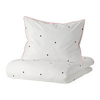 IKEA VÄNKRETS (ИКЕА VÄNKRETS) Комплект постільної білизни в горошок білий/рожевий, 150x200/50x60 см 105.047.26
