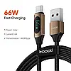 Кабель Toocki Digital Display USB Type-C to USB Type A/66W/6A швидка зарядка QC Cable 1m TXCT-XY01 Blue, фото 6