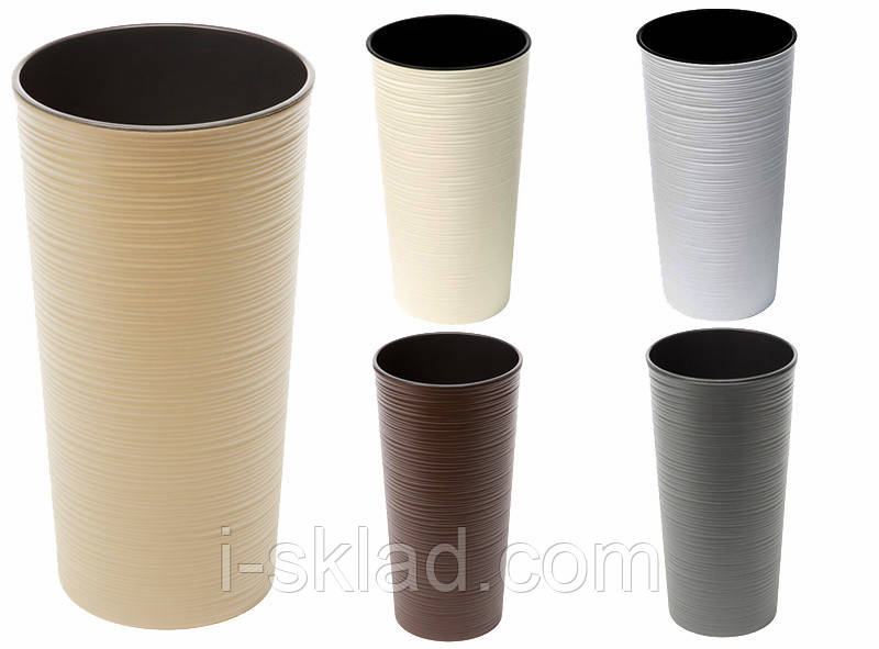 Горщик терасний Ламела Лілія Долото 25 см з вкладом 726 Черный