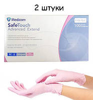 Рукавички нітрилові рожеві SafeTouch® Extend Pink Medicom без пудри 2 штуки (1 пара) розмір M