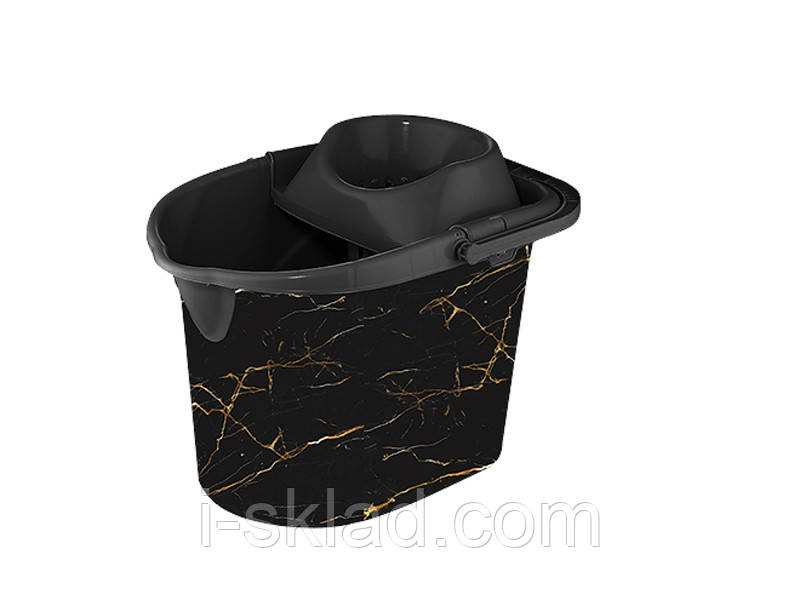 Відро з віджимом Elif Декор 13 л 381 Белый мрамор