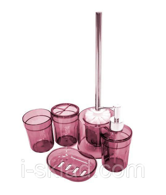 Набір аксесуарів для ванної 5 пр Eco Fabric Moon Прозорий Бордовий TRL-1252-ТМ