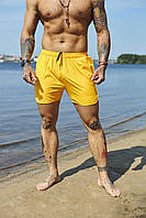 Качественные летние плавательные шорты, Мужские пляжные купальные шорты - плавки желтые