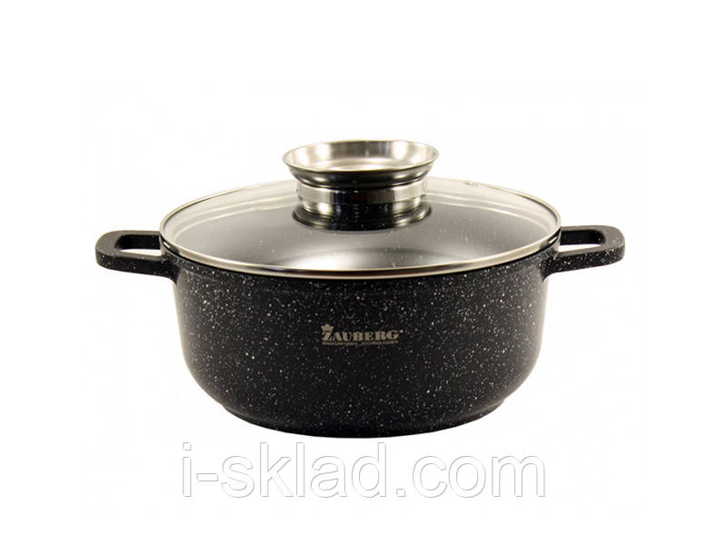 Каструля кругла 2,3 л Zauberg Чорний Мармур A0320A-BL