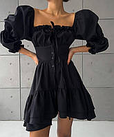 Женственное платье со шнуровкой на спине Ткань турецкий хлопок черный цвет