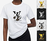Футболка Louis Vuitton женская модная с принтом хлопковая свободная, белая, черная, размер XS, S M, L, XL, XXL
