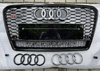 Решітка радіатора Audi A7 (10-15) стиль RS7 (чорна + quattro)