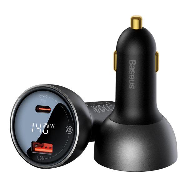 Автомобільний зарядний пристрій Baseus Digital Display 4.8 A USB-A/USB-C PD3.1 140 Вт Black (CGZX070001)