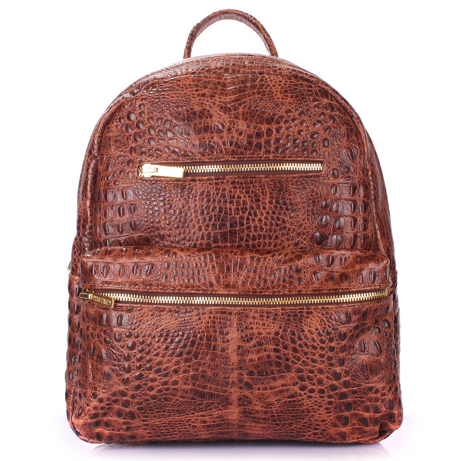 Рюкзак жіночий шкіряний Poolparty Mini Bckpck leather croco brown