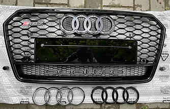 Решетка радиатора Audi A7 4G (15-18) стиль RS7 (черная + quattro)