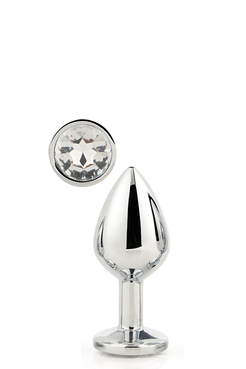 Dt21785 анальна пробка з каменем GLEAMING LOVE SILVER PLUG SMALL Bomba💣, фото 1