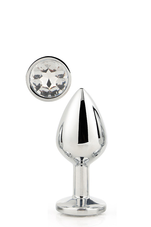 Dt21786 анальна пробка з каменем GLEAMING LOVE SILVER PLUG MEDIUM Bomba💣