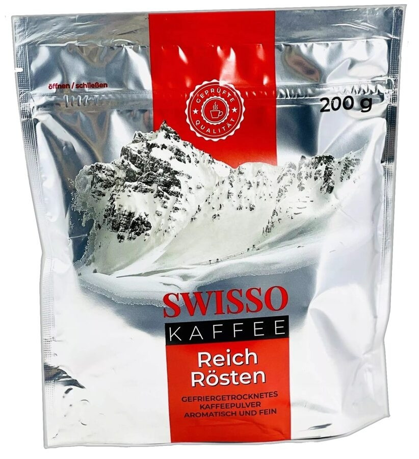 ОРИГІНАЛ! Швейцарська розчинна кава Swisso Kaffee 200г, 100% Арабіка (Swisso Kaffee Reich Rosten)