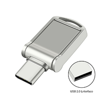 Металлическая USB - type-c OTG флешка MICRODRIVE 64 Gb Флэш накопитель для ноутбука и компьютера