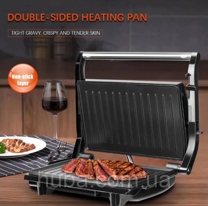 Гриль-сендвічниця електричний притискний RAF-2685 з антипригарним покриттям 750w., фото 1