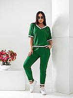 Жіночий костюм двійка, є батальні розміри, арт 477, колір смарагд / зеленого кольору