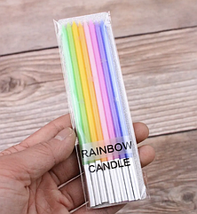Свічки святкові для торта Rainbow, кольорові, райдужні