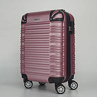 Дорожня маленька пластикова валіза рожева на 4-х колесах ручна поклажа 52*35*20
