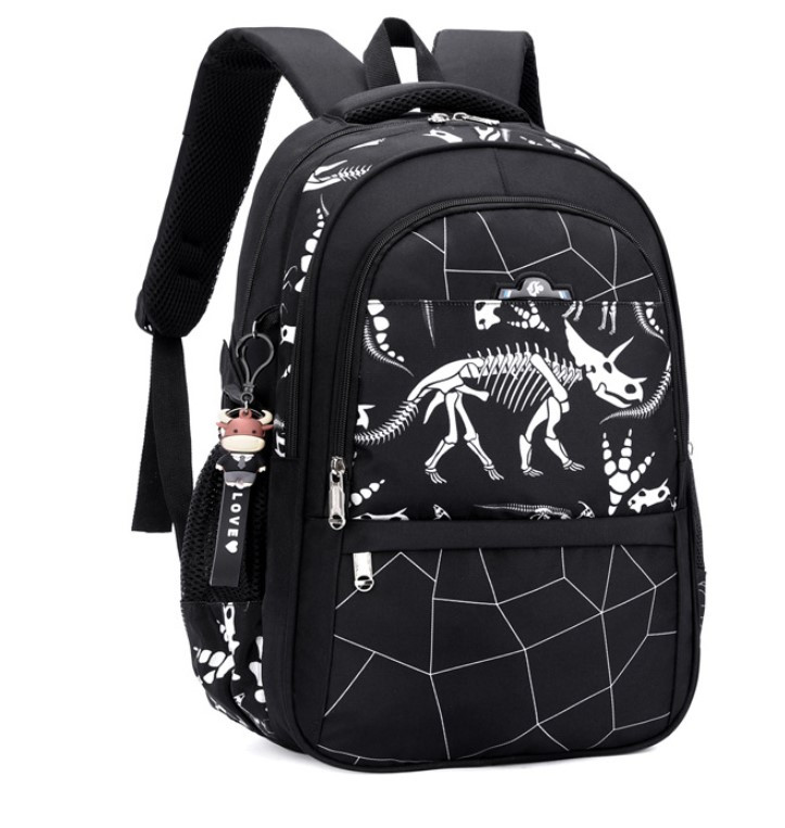 Чорний шкільний рюкзак для підлітка хлопчика 5-7 клас Динозавр