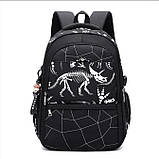Чорний шкільний рюкзак для підлітка хлопчика 5-7 клас Динозавр, фото 2