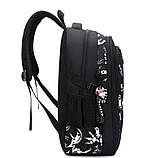 Чорний шкільний рюкзак для підлітка хлопчика 5-7 клас Динозавр, фото 3