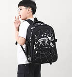 Чорний шкільний рюкзак для підлітка хлопчика 5-7 клас Динозавр, фото 5