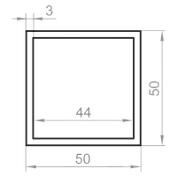 Труба алюминиевая квадратная 50x50x3 анодированная