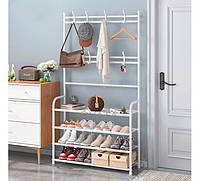 Вешалка для одежды в прихожую с полками для обуви New simple floor clothes rack белая