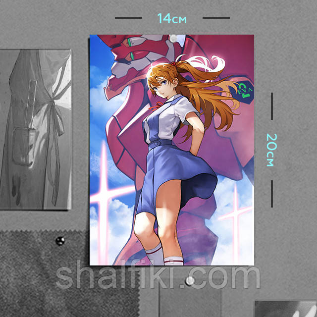 "Аска Ленглі Сорю (Євангеліон / Evangelion)" плакат (постер) розміром А5 (14х20см), фото 1