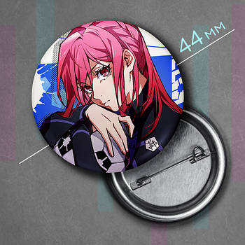 "Хьома Тігірі (Синя В'язниця: Блю Лок / Blue Lock)" значок круглий на булавці Ø44 мм