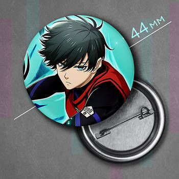 "Рін Ітоші (Синя В'язниця: Блю Лок / Blue Lock)" значок круглий на булавці Ø44 мм