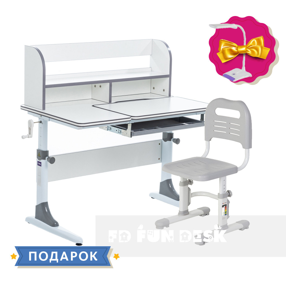 Комплект парта для школярів Cubby Nerine Grey + дитячий стілець FunDesk SST3L Grey