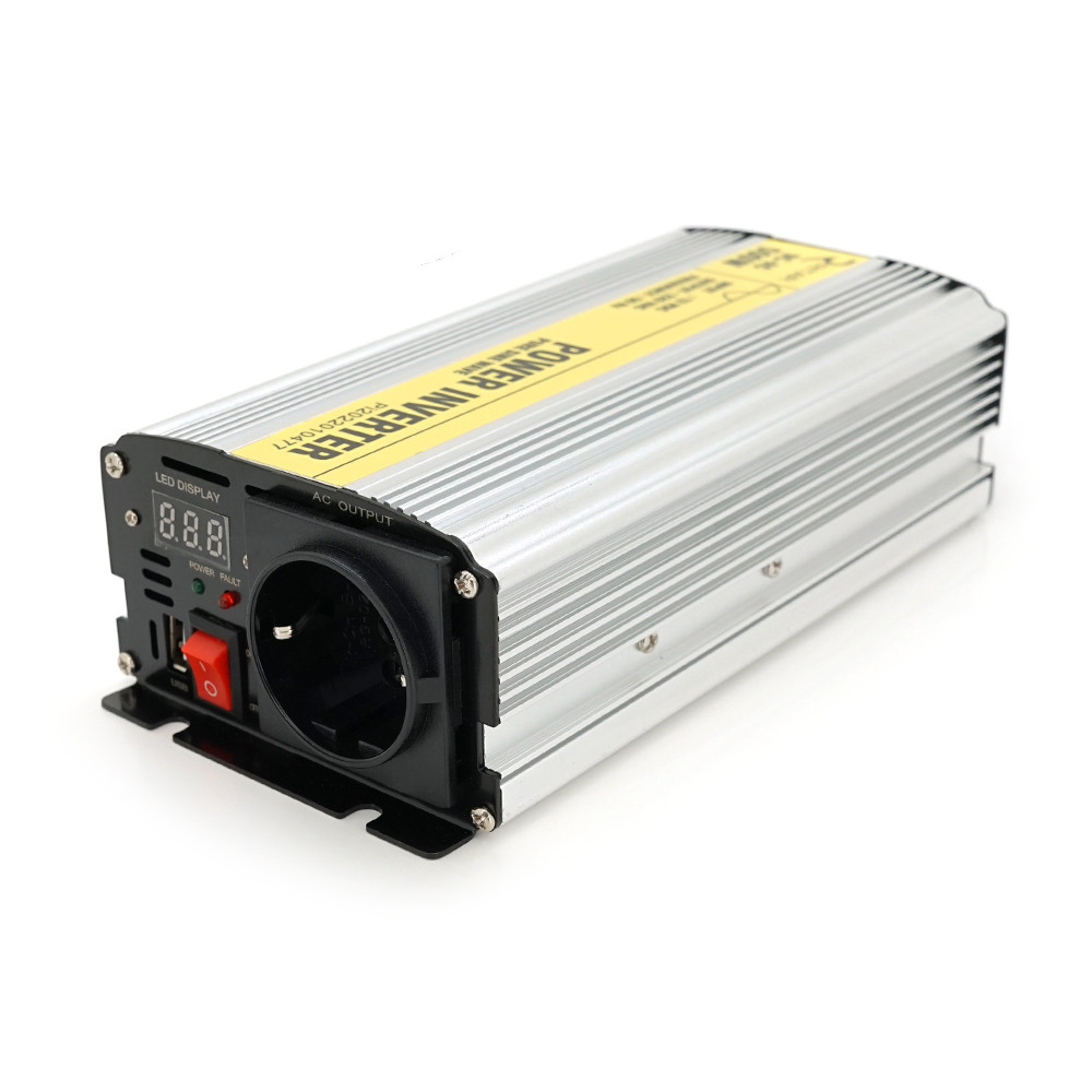 Інвертор напруги RITAR RSC-500, 12V/220V, 500 W з правильною синусоїдою, 1xShuko, 1xUSB, клемні дроти,