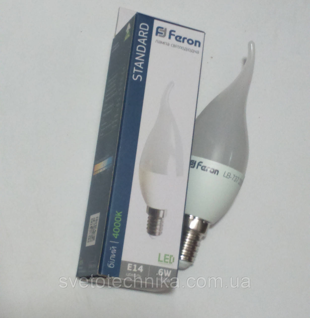 Світлодіодна лампа свічка на вітрі Feron LB737 E14 CF37 6W 4000К (білий нейтральний)
