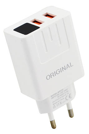Мережевий зарядний пристрій 3.1 A 2 USB c екраном ADP-25 (5740), фото 2