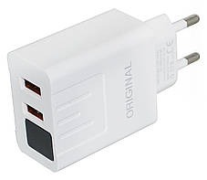 Мережевий зарядний пристрій 3.1 A 2 USB c екраном ADP-25 (5740), фото 2