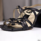 Хіт сезону! Чорні жіночі шкіряні босоніжки на підборах, фото 9