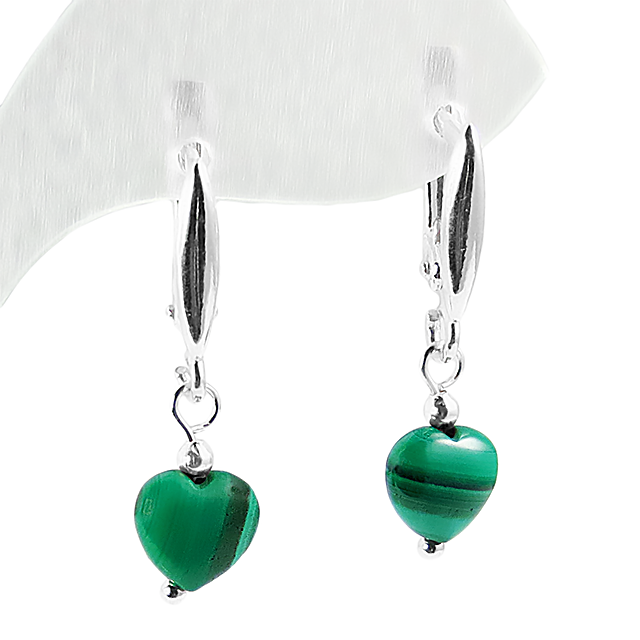 Малахіт сережки, серця