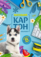 Набір картону кольорового одностороннього пастельний 210х297 мм, 8 аркушів. в папці.22114 22114(КЦ026) ish