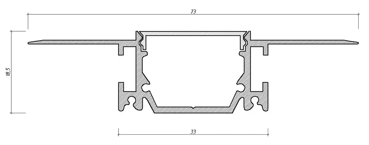 Врізний профіль для гіпсокартону з лед каналом 73X33X18,5