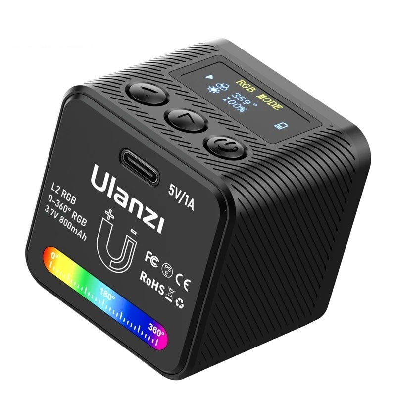 Накамерне відеосвітло Ulanzi COB L2 RGB магнітне з регульованою яскравістю Чорне
