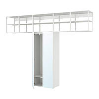 IKEA PLATSA (ИКЕА ПЛАТСА) Гардероб/2 двері, білий/Дзеркальне скло STRAUMEN, 320x42x241 см 494.369.96