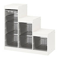 IKEA TROFAST (ИКЕА ТРОФАСТ) Кмб для зберігання ящика/лотка, біло-сірий/темно-сірий, 99x44x94 см 694.808.70