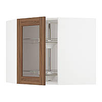 IKEA METOD (ИКЕА МЕТОДЫ) Вузький кут з каруселлю/скляні дверцята, білий Енчепінг/коричневий горіх, 68x60 см 494.752.52