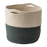 IKEA TJABBIG (ИКЕА ТДЖАББИГ) Кошик, натуральний/сіро-зелений, 47x43 см 405.428.64