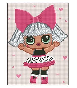 Полотно для алмазної мозаїки (алмазної вишивки) АМК-122 Лялька Лолка 17*25 см (KG-9267)
